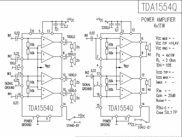 TDA1554Q power amplifier circuit diagram