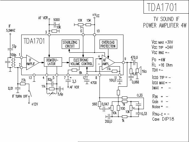 TDA1701 power amplifier circuit diagram