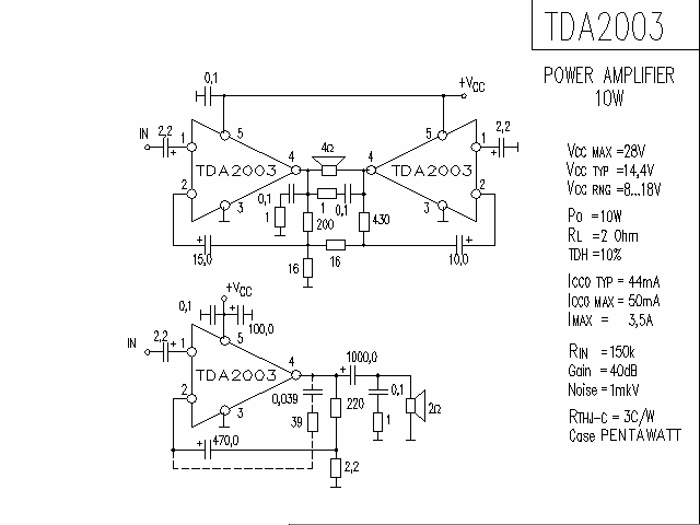 TDA2003 power amplifier circuit diagram