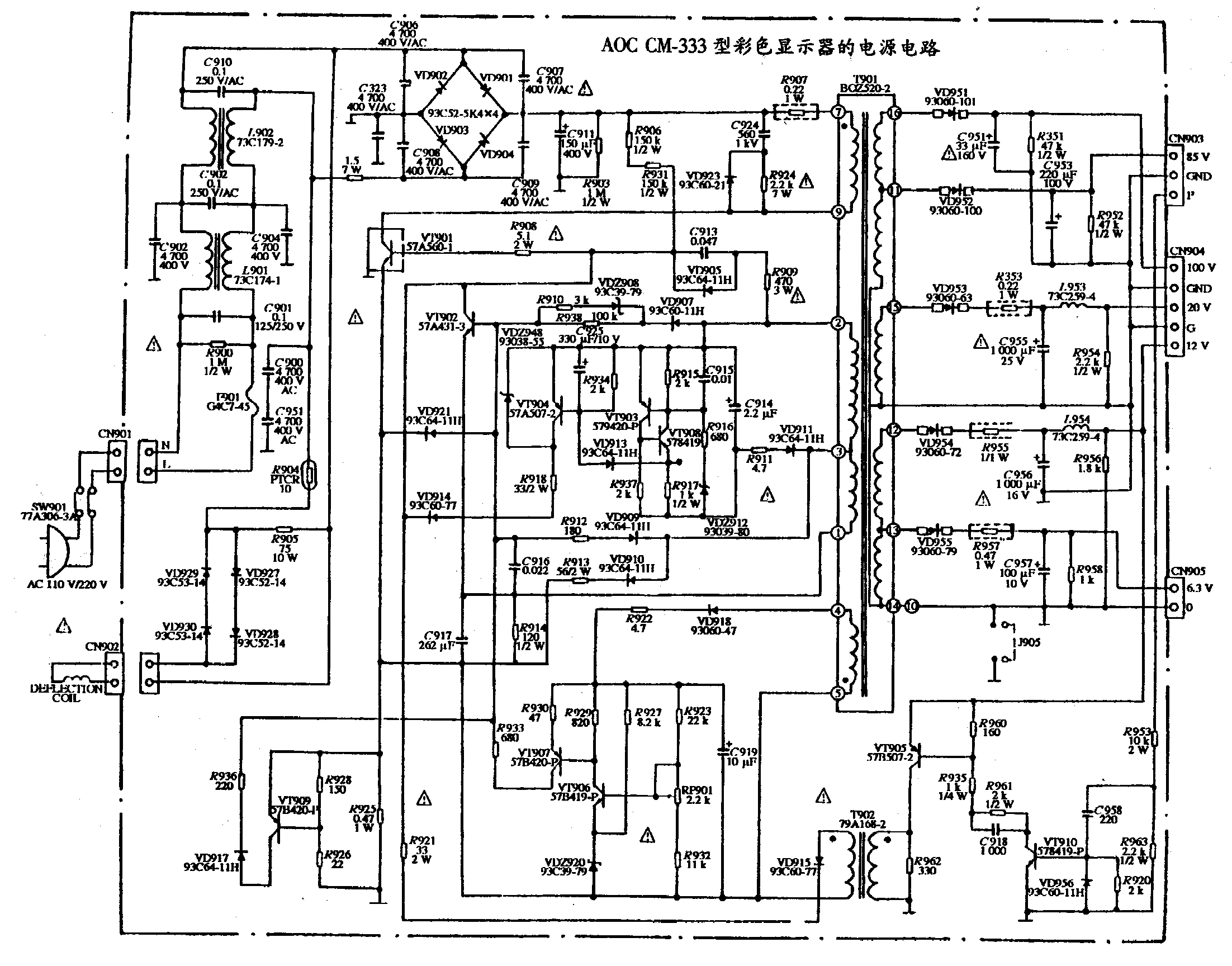 AOC CM-333 type<strong><strong>Color Monitor</strong></strong><strong><strong>Power supply circuit diagram</strong></strong>.gif