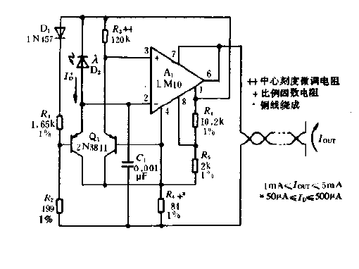 Logarithmic characteristic light sensor circuit diagram