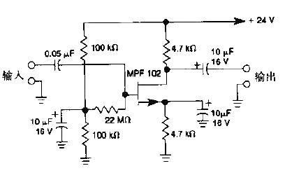 Field effect transistor amplifier circuit diagram with external gate bias circuit