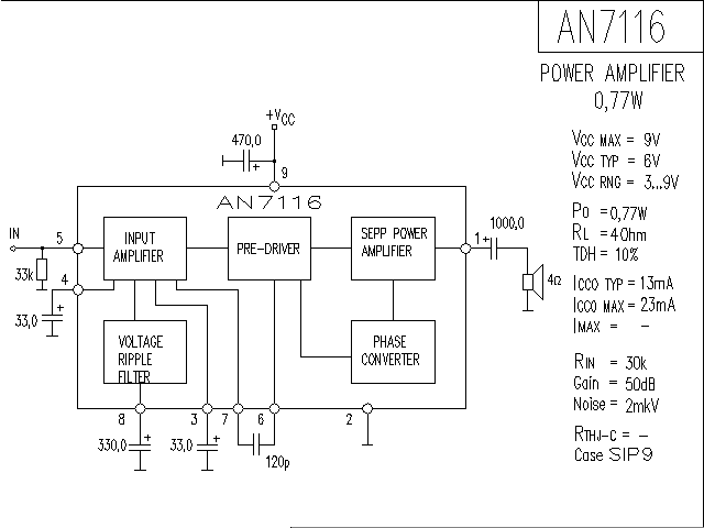 AN7116 power amplifier circuit diagram