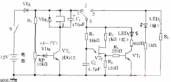 Battery discharge control indication circuit diagram