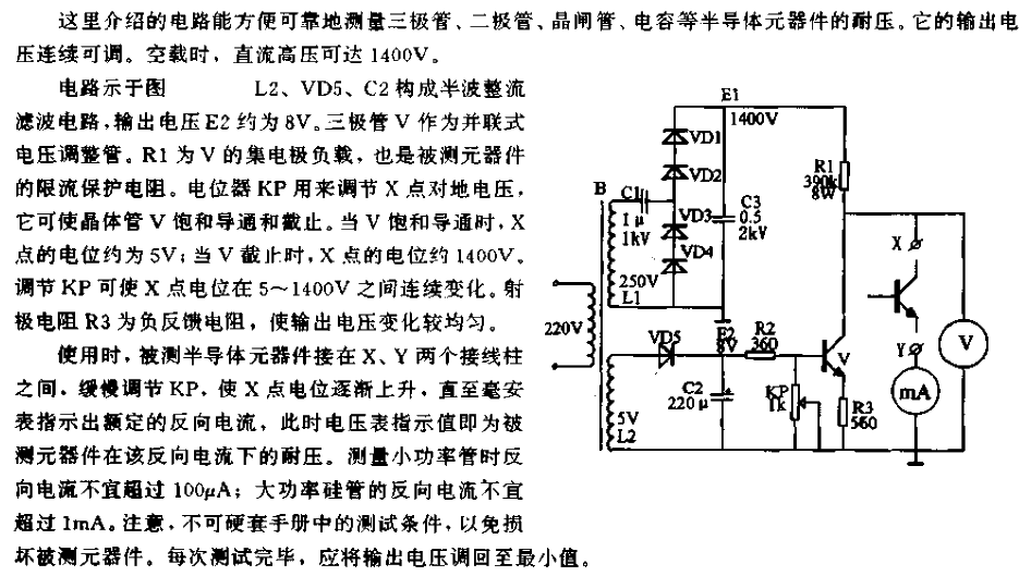 Semiconductor component withstand voltage test circuit