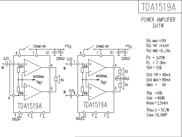 TDA1519A power amplifier circuit diagram