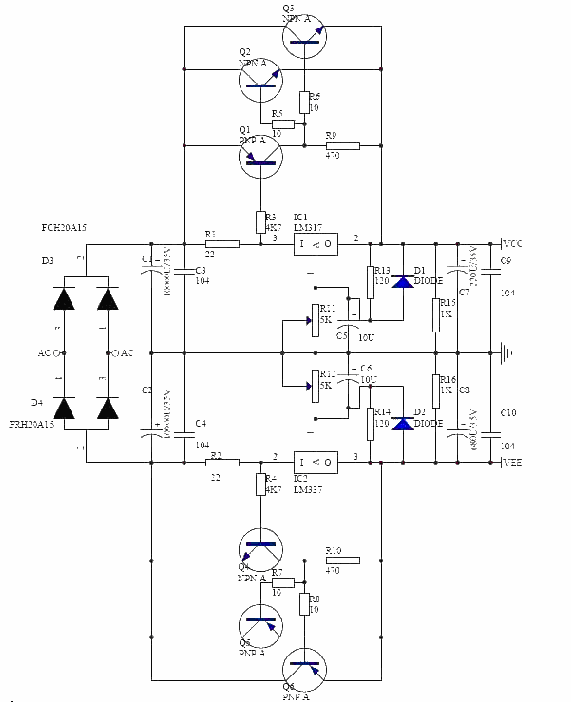 <strong><strong>LM317</strong></strong>, <strong>LM337</strong>Positive and negative<strong><strong>Voltage stabilization</strong></strong>Flow expansion<strong><strong> Power supply circuit diagram</strong></strong>.gif