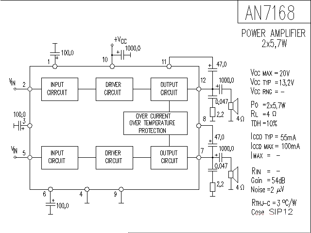 <strong><strong>AN7168</strong></strong>N<strong><strong>Power amplifier circuit diagram</strong></strong>.gif