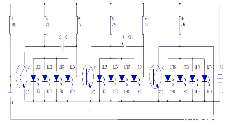 Circular drive circuit diagram composed of 3 triodes