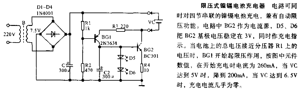 Voltage-limited nickel-cadmium battery charger