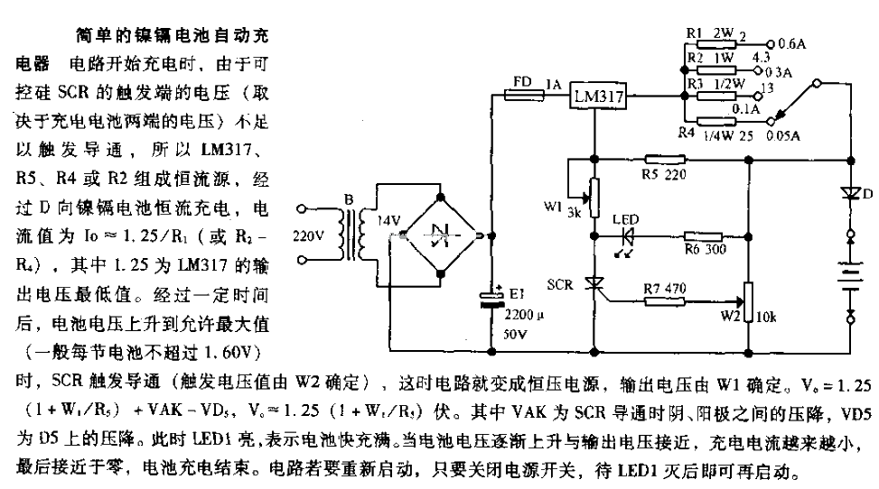 Simple automatic charger for NiCd batteries