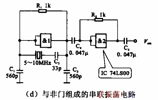 45.<strong>Crystal oscillator</strong> circuit composed of several gate circuits d.gif