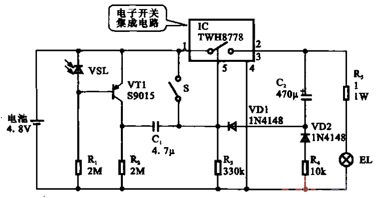 Automatic emergency light circuit