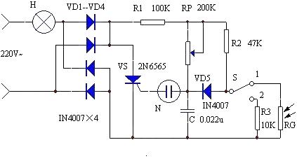 Photosensitive automatic dimming desk lamp design circuit diagram