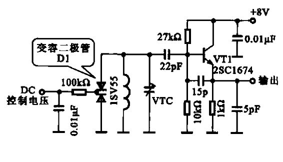 Low distortion oscillator circuit using varactor diodes