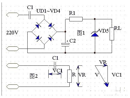 Several practical circuit resistor-capacitor voltage reduction principles