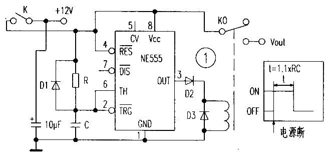 NE555 time-delay circuit