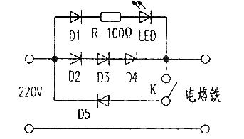 Soldering iron light reminder and temperature adjustment circuit