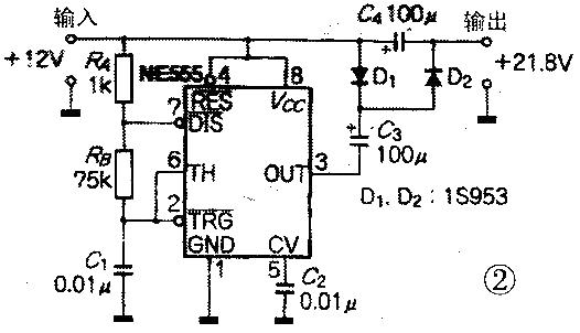 NE555 voltage doubler circuit, booster circuit NE555 Step-up converter