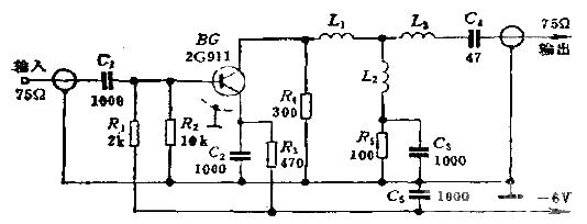 Single tube TV antenna amplifier circuit