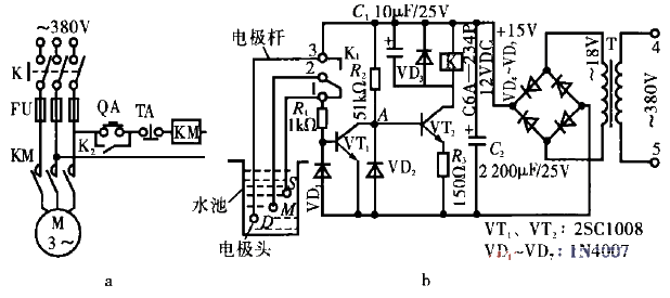 Water level automatic controller production circuit