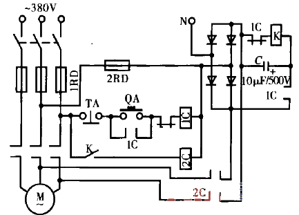 Motor DC energy consumption braking circuit