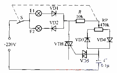 36.<strong>Thyristor</strong>Dual-color<strong>Dimmer lamp</strong><strong>Circuit</strong> (1).gif