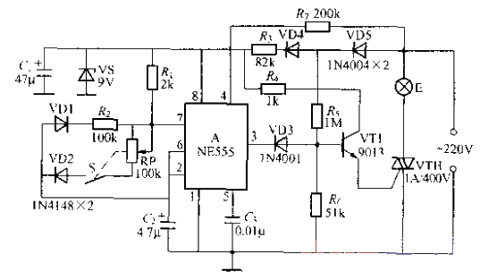 43.<strong>Time base circuit</strong><strong>AC dimmer lamp</strong> circuit.gif