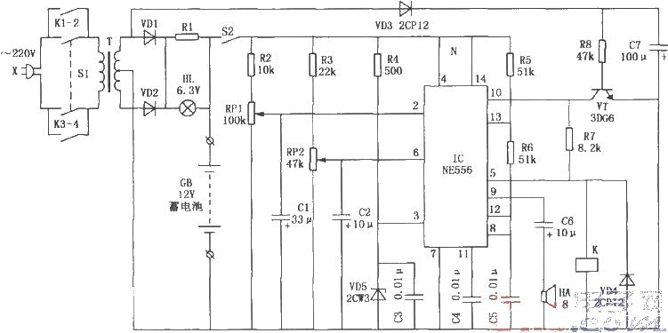 Fully automatic monitoring circuit diagram of generator starting battery