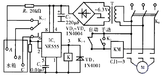 Water tank automatic water supply control circuit