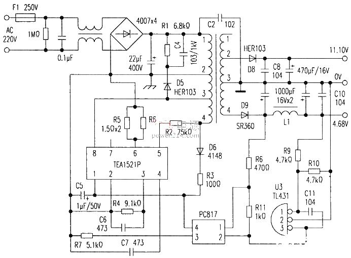 DVD switching power supply circuit schematic diagram