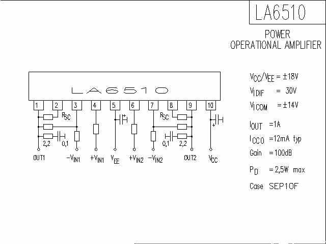 LA6510 power<strong>Operation amplifier circuit</strong> diagram