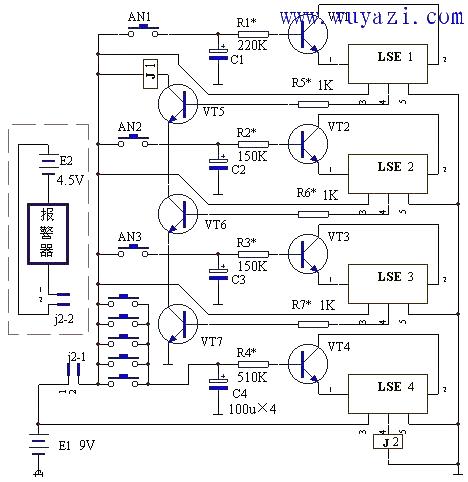 Working principle circuit diagram of password electronic switch