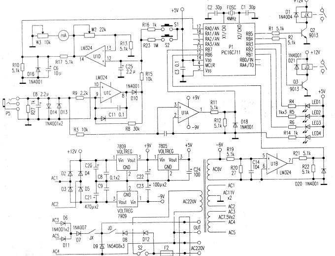 Amplitude and phase detection leakage protection device designed and manufactured using PIC16C711A