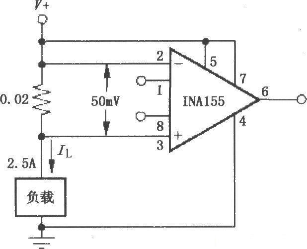 由INA155/INA156构成用于检测负载电流大小的单电源高端电流监视器