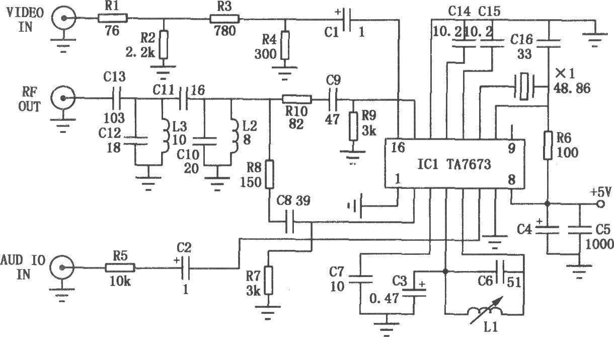 RF modulator composed of TA7673