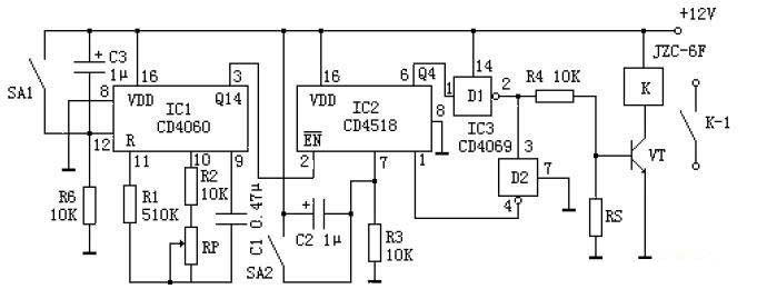 Precise long delay circuit designed using CD4060