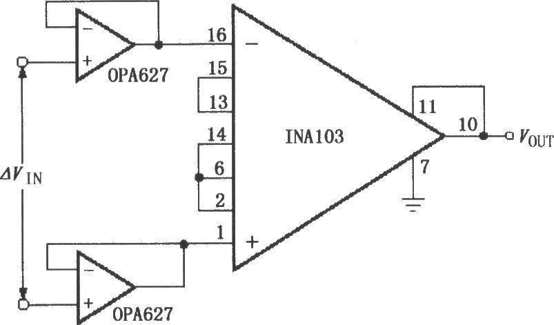 FET buffer amplifier with high input impedance using INA103