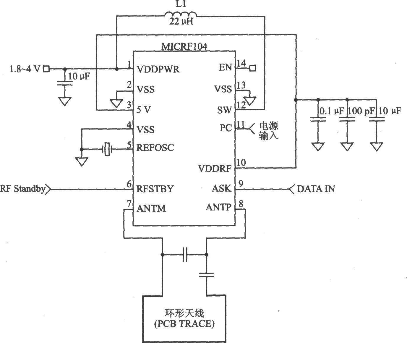 MICRFl04 ASK 470～300 MHz Transmitter