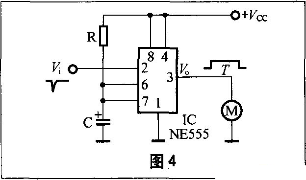 Monostable trigger driving circuit made of 555 time base circuit