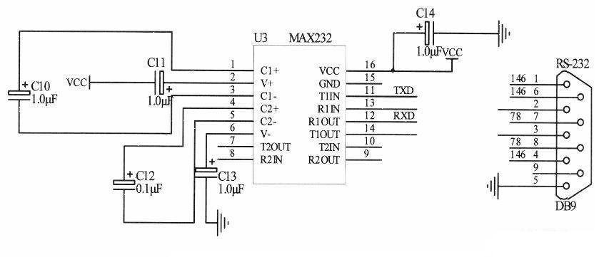 Interface circuit between AT89C51 and RS-232