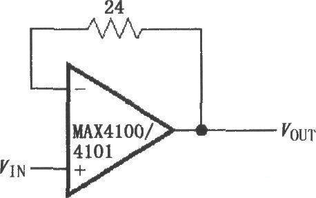 Unity-gain buffer circuit composed of MAX4100/MAX4101