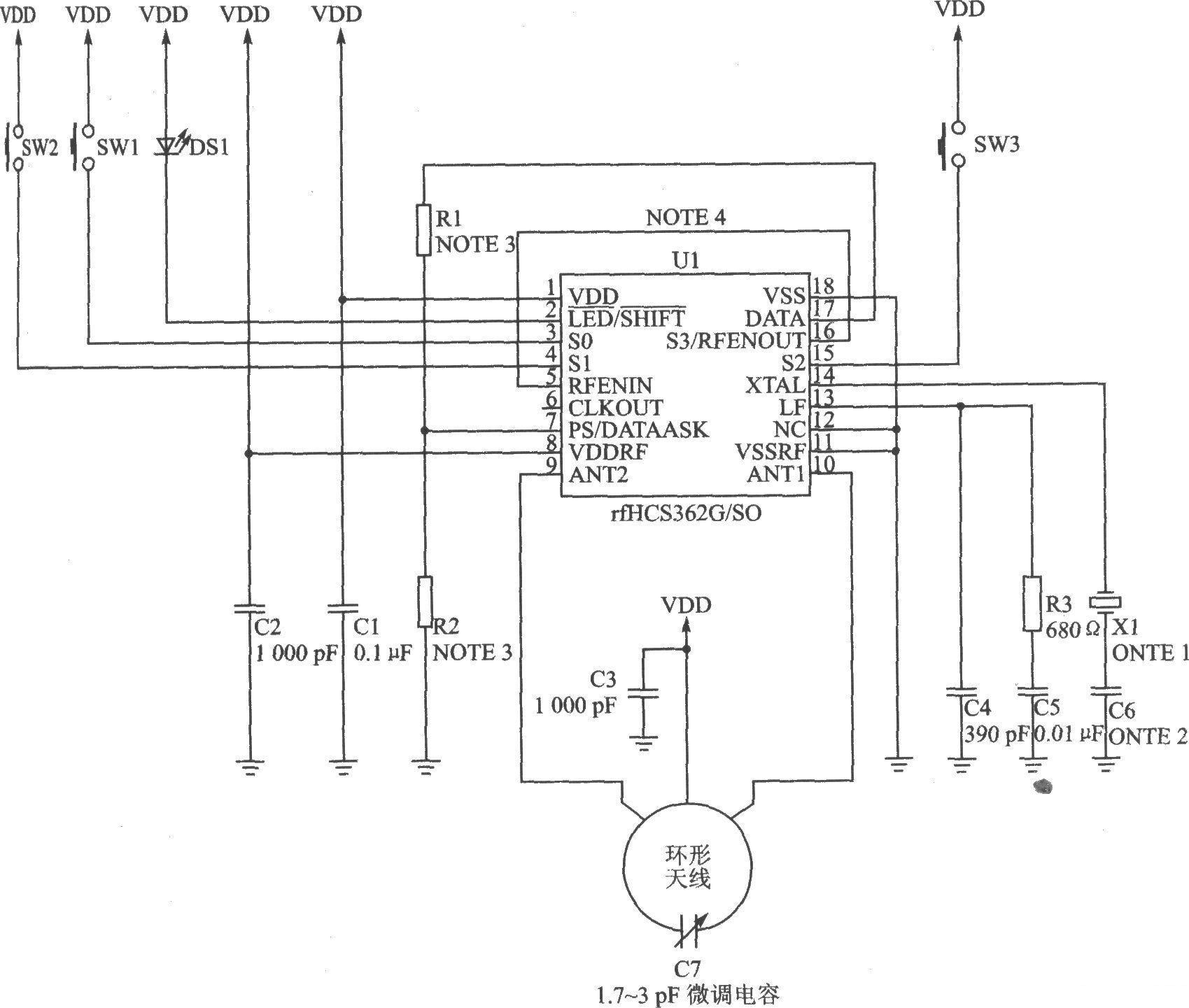 rfHCS362G/362F ASK/FSK 440～310 MHz KEELOQ Code Hopping Transmitter