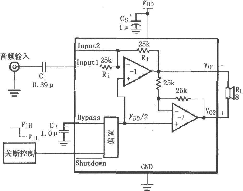 LM4820-6 audio power amplifier circuit