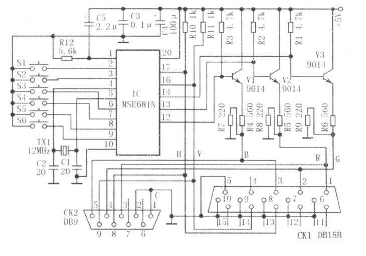 Color display maintenance signal source made with integrated circuit MSE681N