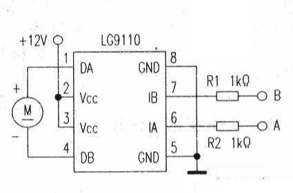 DC motor drive circuit composed of LG9110