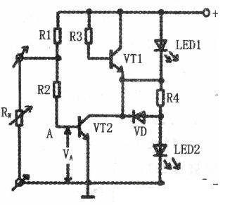 Oil level indication circuit made by light emitting diode