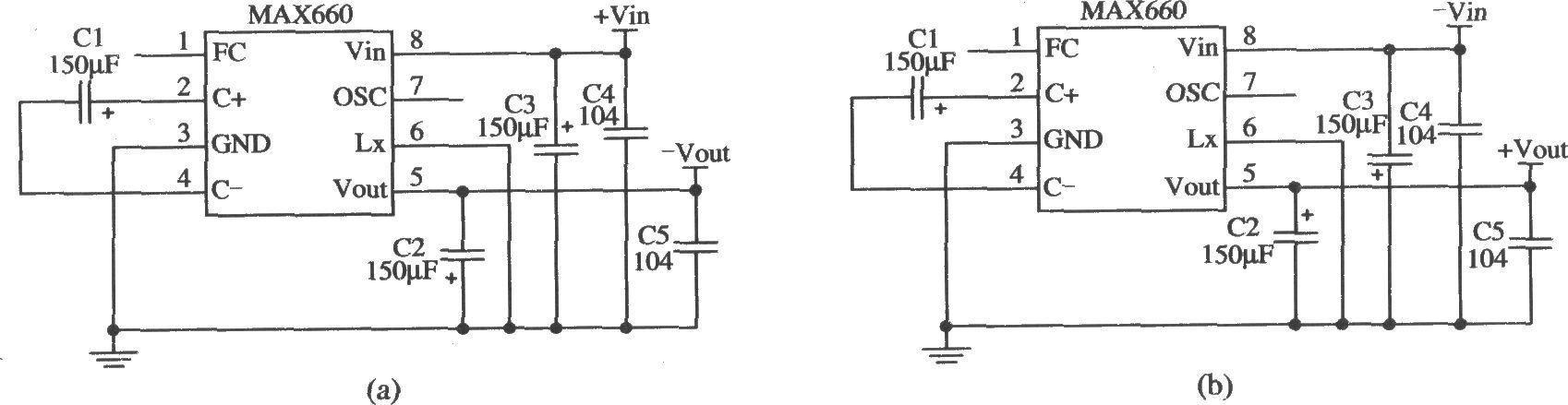 Input and output polarity reversal circuit composed of MAX660