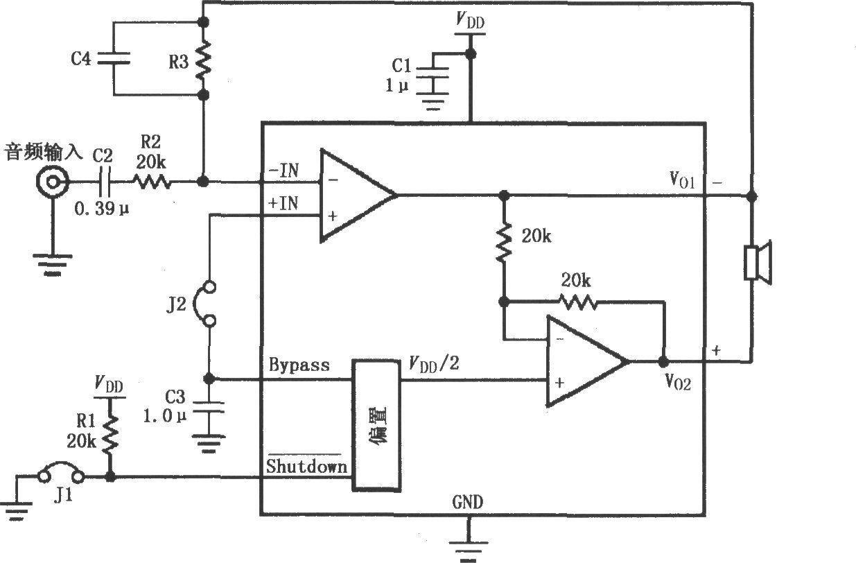 LM4903/4905 high gain audio amplifier circuit