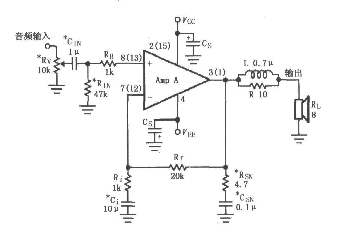 Auxiliary audio power amplifier circuit using LM4730/LM4731